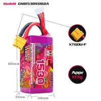 Gaoneng GNB 1530mAh 14.8V 4S 160C Lipo Battery - XT60