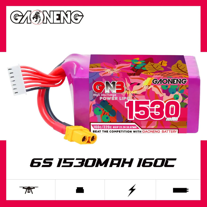 Gaoneng GNB 1530mAh 22.2V 6S 160C Lipo Battery - XT60