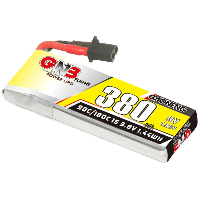 Gaoneng GNB 1S 380MAH 90C 3.8V HV Li-Po Battery for Whoop Micro - A30 Cabled