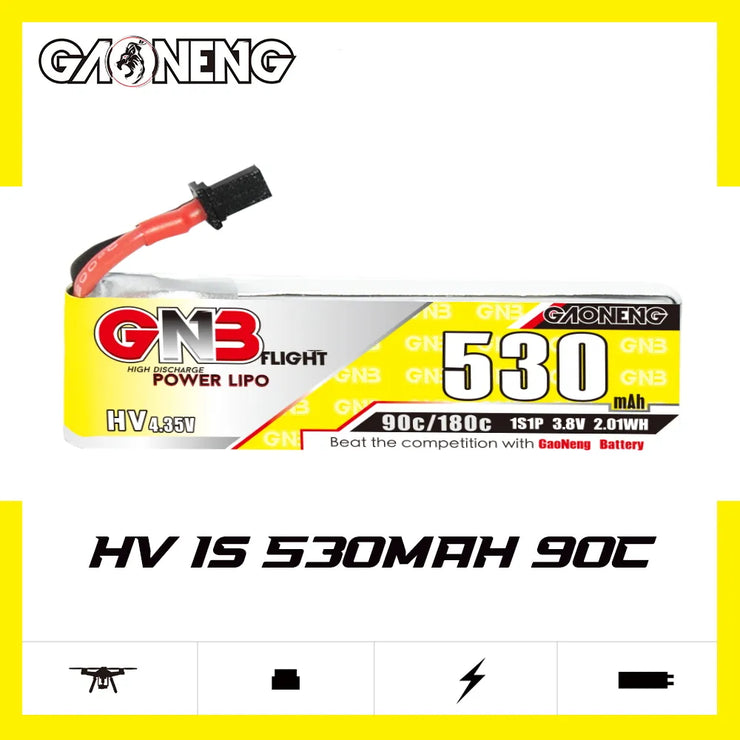 Gaoneng GNB 1S 530MAH 90C 3.8V HV Li-Po Battery for Whoop