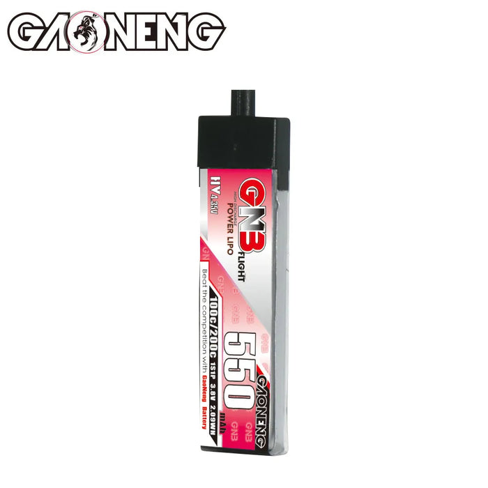 Gaoneng GNB 1S 550MAH 100C 3.8V HV Li-Po Battery for Whoop Micro - A30 Plastic Head