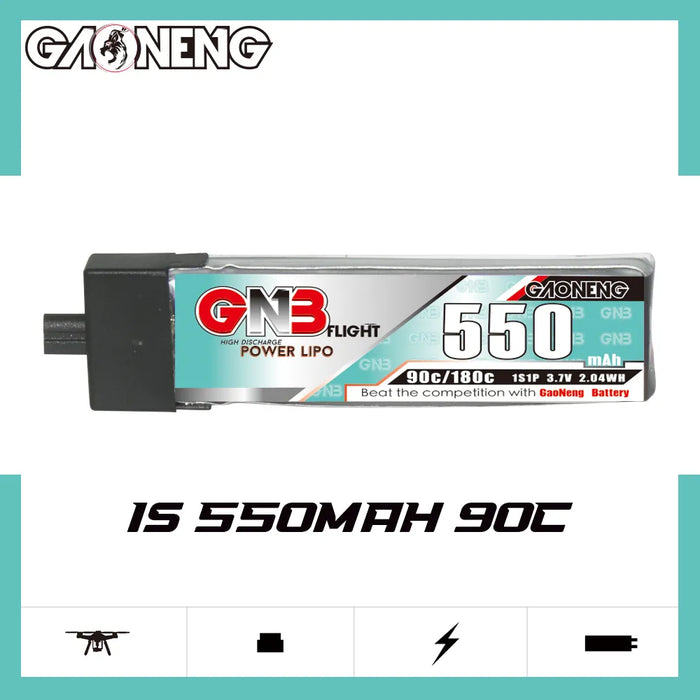 Gaoneng GNB 1S 550MAH 90C 3.7V Li-Po Battery for Whoop Micro - A30 Plastic Head