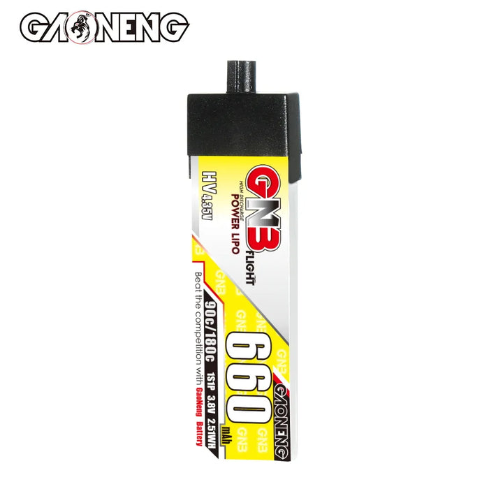 Gaoneng GNB 1S 660MAH 90C 3.8V HV Li-Po Battery for Whoop Micro - A30 Plastic Head