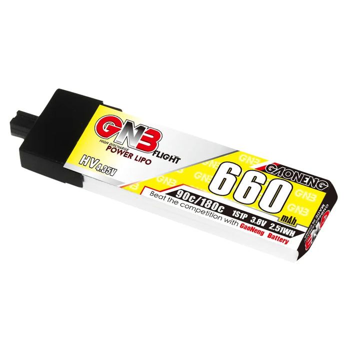 Gaoneng GNB 1S 660MAH 90C 3.8V HV Li-Po Battery for Whoop Micro - A30 Plastic Head