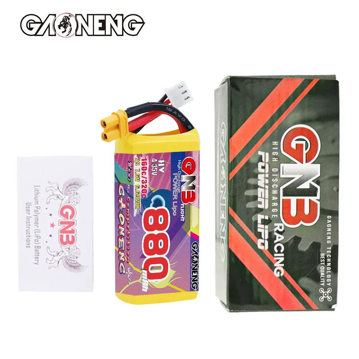 Gaoneng GNB 2S 7.6V 880mAh 160C HV Lipo Battery - XT30