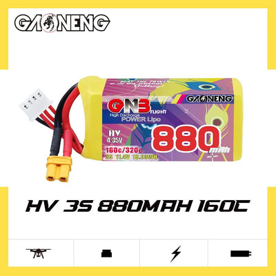 Gaoneng GNB 3S 11.4V 880mAh 160C HV Lipo Battery - XT30