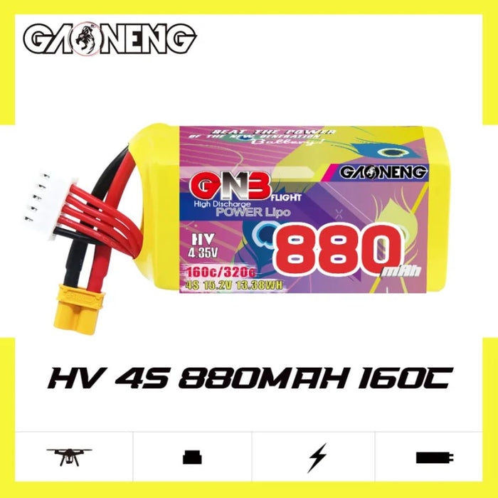 Gaoneng GNB 4S 15.2V 880mAh 160C HV Lipo Battery - XT30