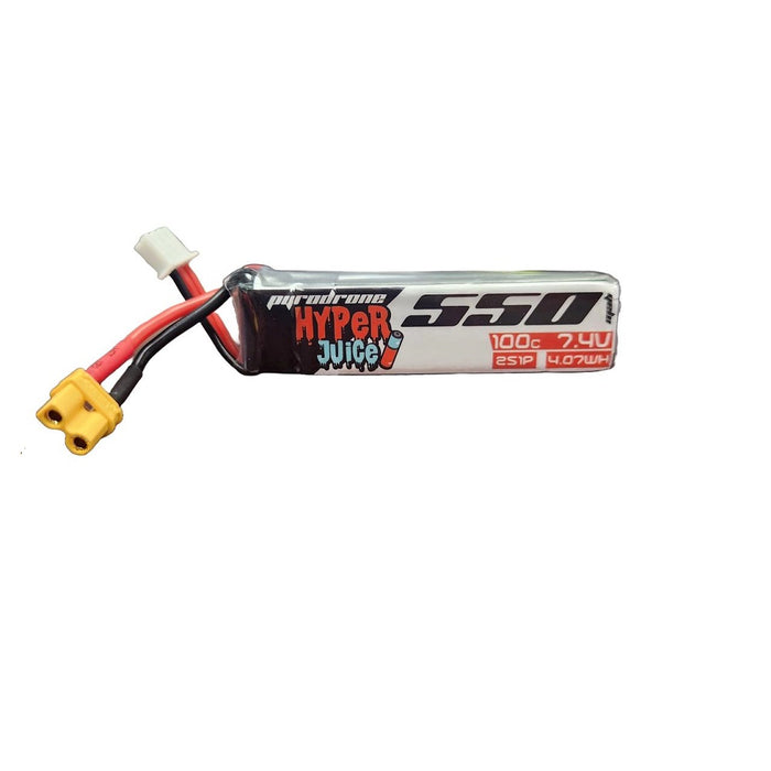 Pyrodrone Hyperjuice 550mAh 7.4V 2S 100C Lipo Battery - XT30