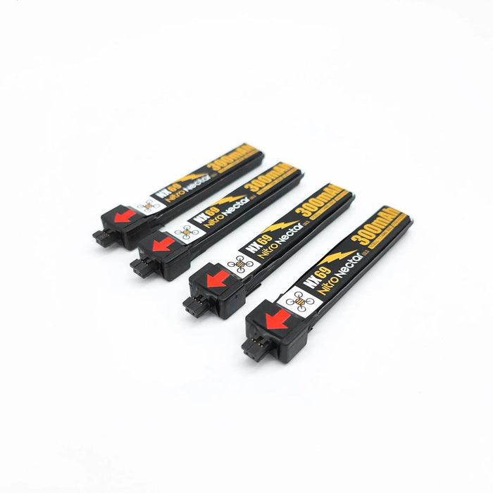 NewBeeDrone Nitro Nectar NX69 300mAh 1S 80C HV LiPo Battery (4 x Batteries)