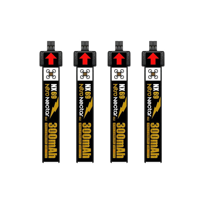 NewBeeDrone Nitro Nectar NX69 300mAh 1S 80C HV LiPo Battery (4 x Batteries)