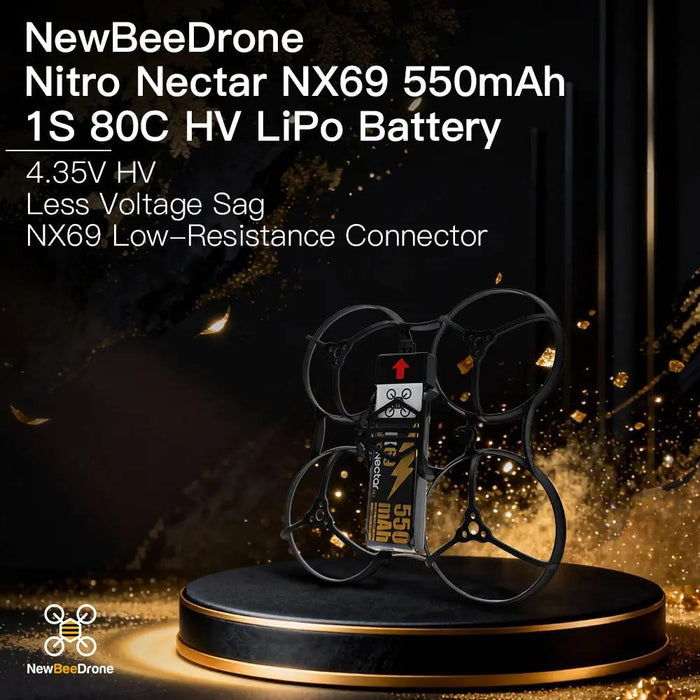 NewBeeDrone Nitro Nectar NX69 550mAh 1S 80C HV LiPo Battery (2 x Batteries)