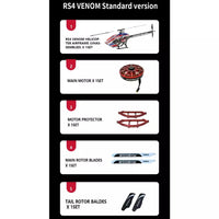Goosky Legend RS4 Venom Edition Electric Helicopter Kit With Motor & Blades (Unassembled) - PINK