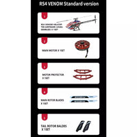 Goosky Legend RS4 Venom Edition Electric Helicopter Kit With Motor & Blades (Unassembled) - YELLOW