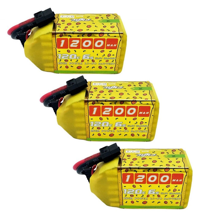 3 Pack CNHL 1200mAh 22.2V 6S 120C Pizza Series Lipo Battery - XT60