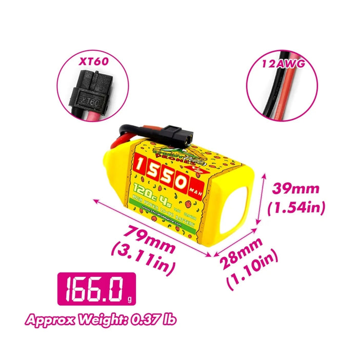CNHL 1550mAh 14.8V 4S 120C Speedy Pizza V2.0 Lipo Battery - XT60