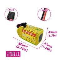 CNHL 1200mAh 22.2V 6S 120C Pizza Series Lipo Battery - XT60