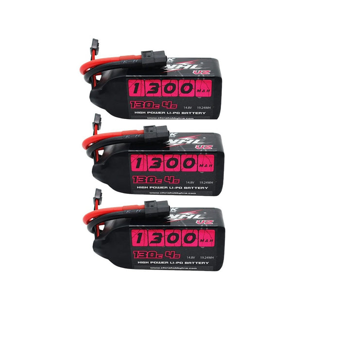 3 PACK - CNHL Black Series V2.0 1300mAh 14.8V 4S 130C Lipo Battery - XT60