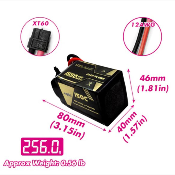 CNHL Ultra Black Series 1550MAH 22.2V 6S 150C Lipo Battery - XT60