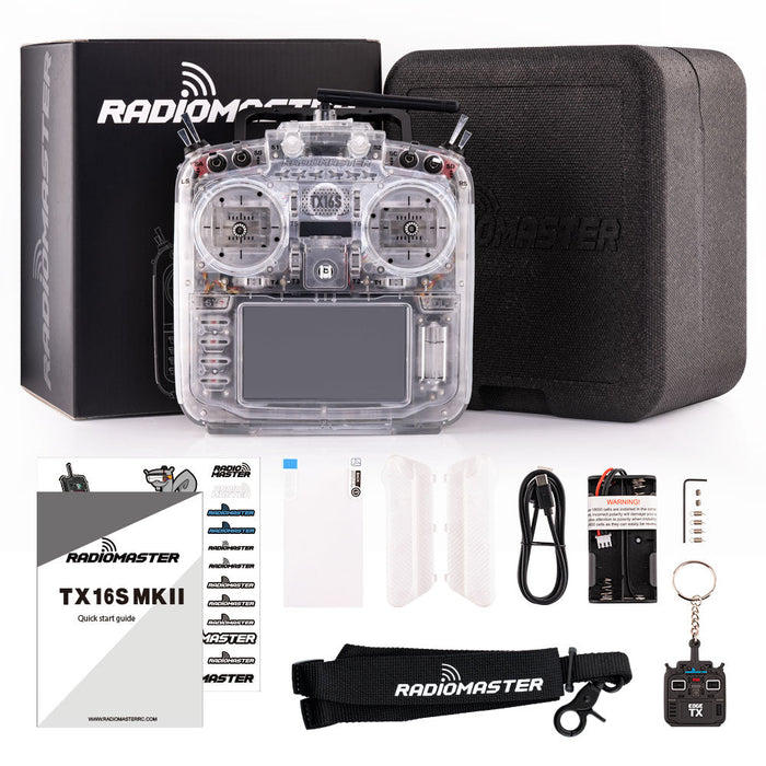 RadioMaster TX16S MKII EdgeTX RC Transmitter w/ V4.0 Hall Gimbals ELRS 2.4GHz - Transparent RGB MCK Version