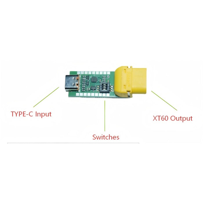 USB Type-C to XT60 Power Module (Adjustable 5-28V)