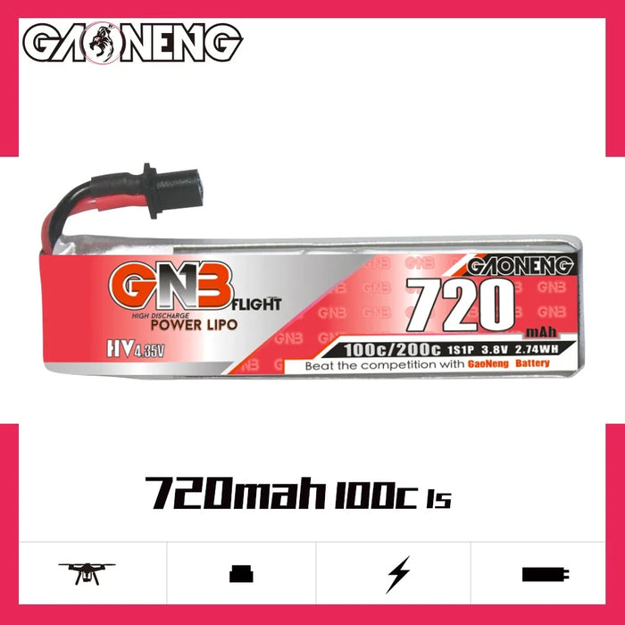 Gaoneng GNB 1S 720MAH 100C 3.8V HV Li-Po Battery - A30 6Pcs.