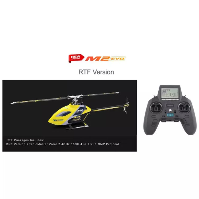 OMPHobby M2 EVO RTF 3D Flybarless Dual Brushless Motor Direct-Drive RC Helicopter - YELLOW