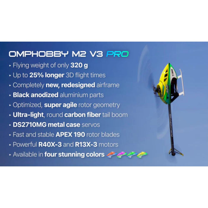 OMPHobby M2 V3 PRO BNF 3D Flybarless Dual Brushless Motor Direct-Drive RC Helicopter - Cosmic Orange