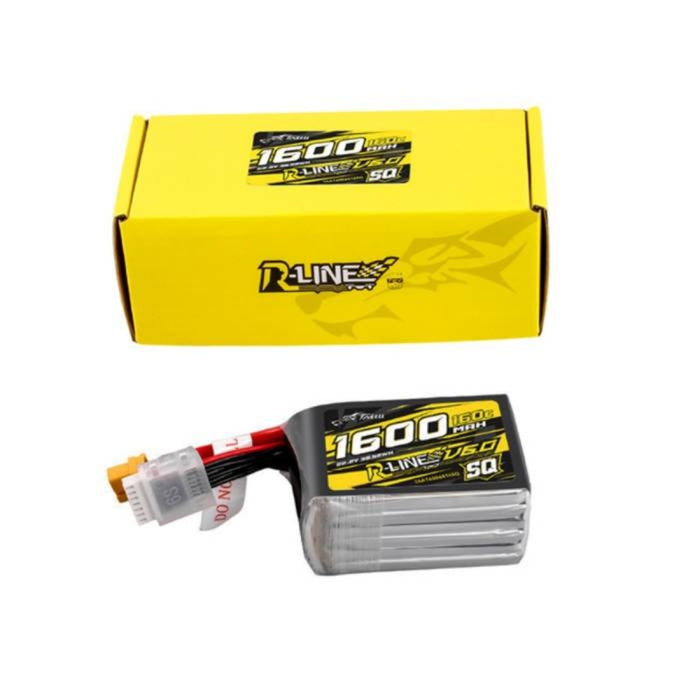 Tattu R-Line Version 6.0 1600mAh 6S 22.2V 160C SQ Lipo Battery Pack - XT60