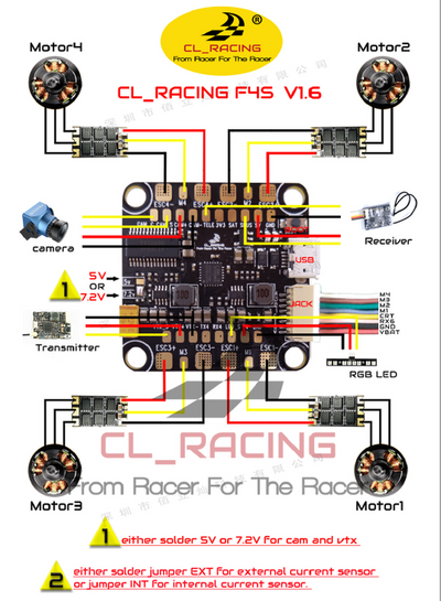 CL Racing F4S Flight Controller PDB OSD AIO V1.6 - 30x30mm