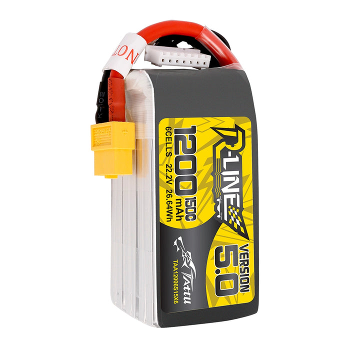 Tattu R-Line Version 5.0 1200mAh 22.2V 150C 6S1P Lipo Battery - XT60