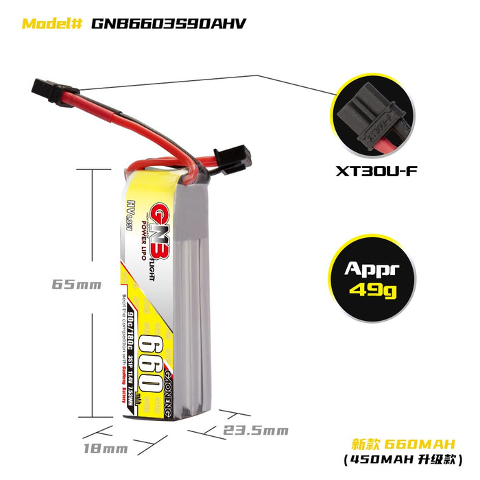 Gaoneng GNB 3S 660MAH 90C HV Li-Po Battery - XT30