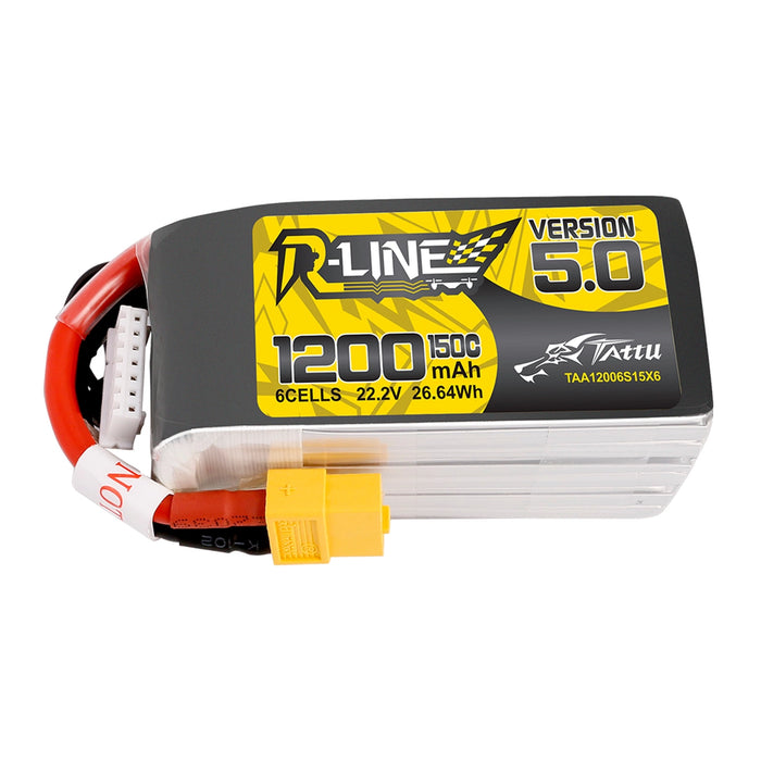 Tattu R-Line Version 5.0 1200mAh 22.2V 150C 6S1P Lipo Battery - XT60