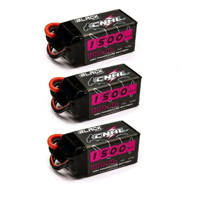 3-Pack CNHL Black Series 1500mAh 14.8V 4S 100C Lipo Battery