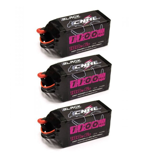 3-Pack CNHL Black Series 1100MAH 22.2V 6S 100C Lipo Battery - XT60