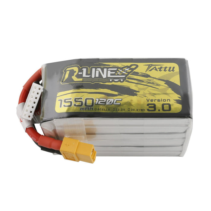 Tattu R-Line Version 3.0 1550mAh 22.2V 120C 6S1P Lipo Battery - XT60