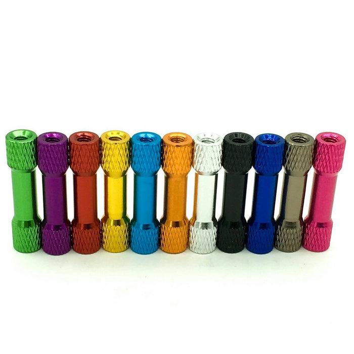 M3 Aluminum DOG BONE Knurled Standoff - 5 Pack (Choose Color & Size)