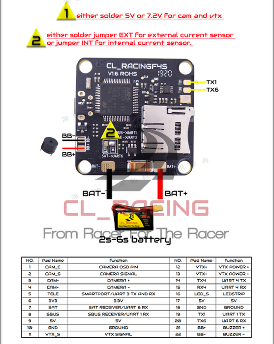 CL Racing F4S Flight Controller PDB OSD AIO V1.6 - 30x30mm