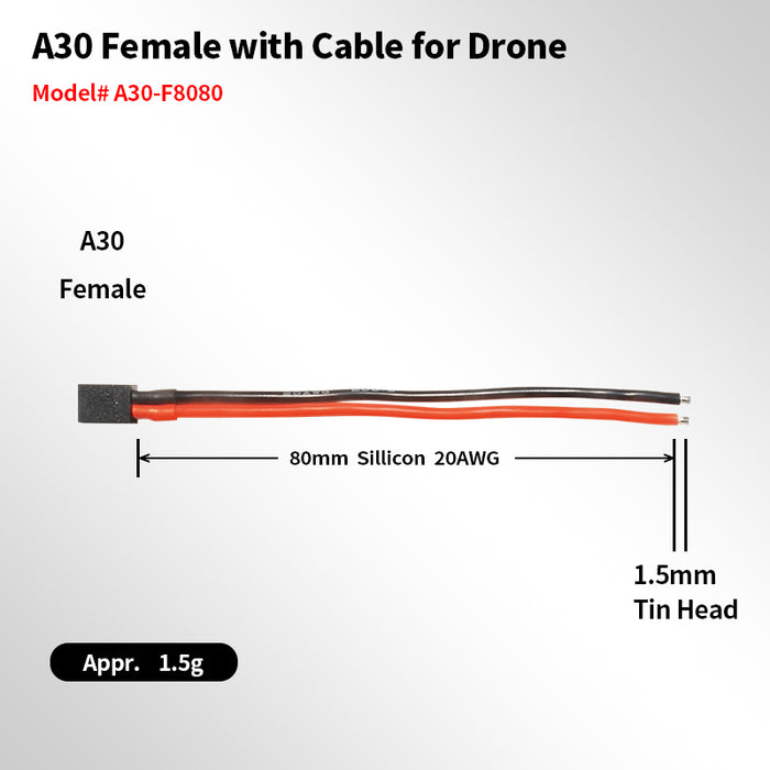 GNB A30-F 80mm 20AWG Pigtail - 5 Pack