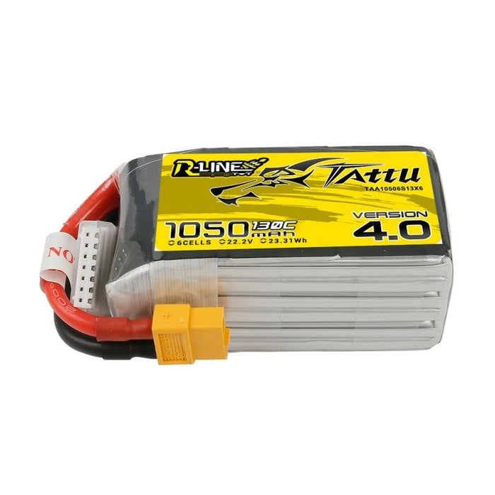 Tattu R-line Version 4.0 1050mah 22.2V 6S1P 130C Lipo Battery - XT60