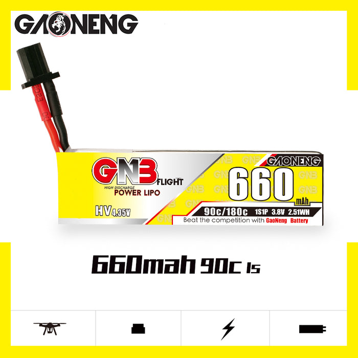 Gaoneng GNB 1S 660MAH 90C HV Li-Po Battery - GNB27 - 6PCS