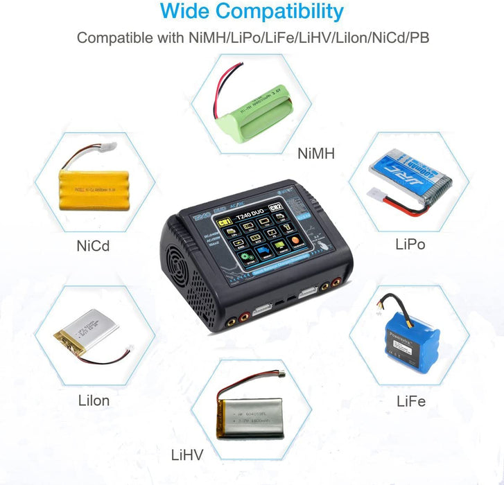 HTRC T240 DUO Multi-Charger/Discharger for LiPo LiHV LiFe Lilon NiCd NiMh Pb Battery