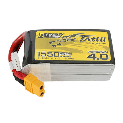 Tattu R-line Version 4.0 1550mah 14.8V 4S 130C Lipo Battery - XT60