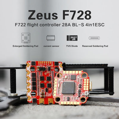 HGLRC Zeus F728 3-6S Stack with F722 Flight Controller & 28A BL_S 4in1 ESC Support I2C function - 20x20mm