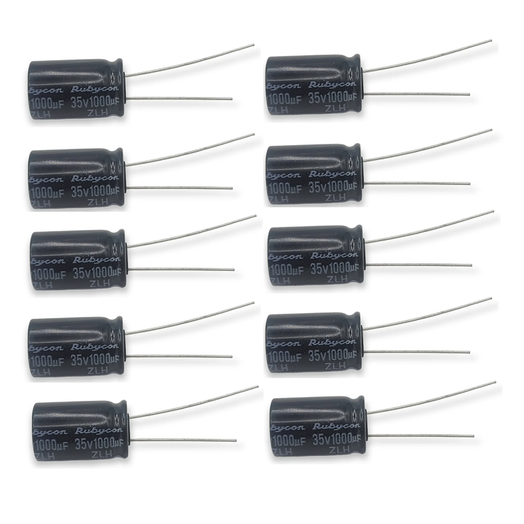Rubycon Capacitor Polyester Rubycon 35V 1000UF 12.5x20mm Capacitor - 10 Pcs.