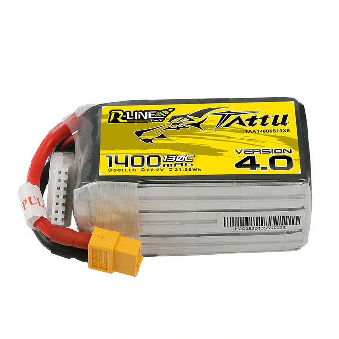 Tattu R-line Version 4.0 1400mah 22.2V 6S1P 130C Lipo Battery - XT60