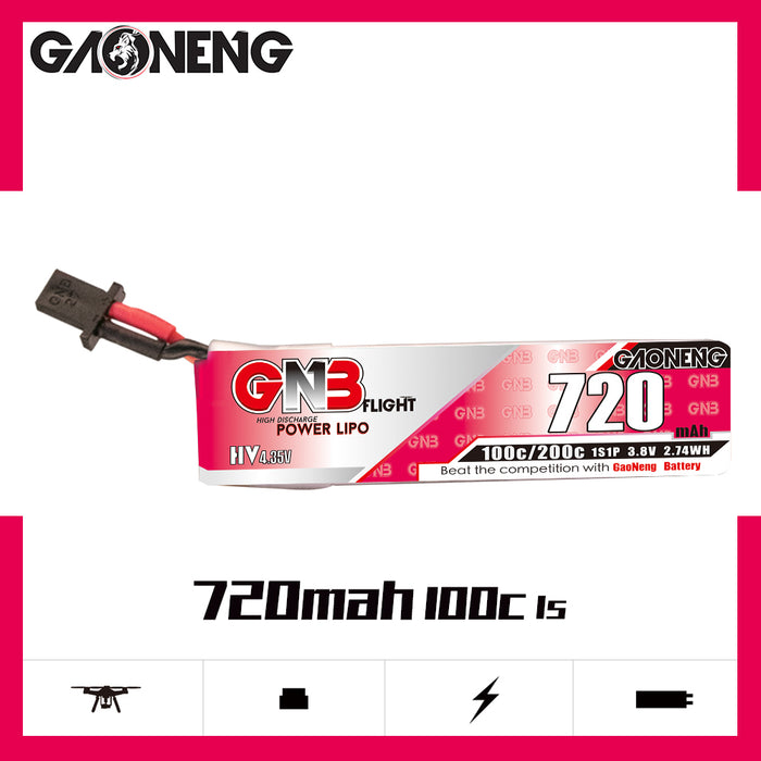 Gaoneng GNB 1S 720MAH 100C HV Li-Po Battery - GNB27 - 6PCS