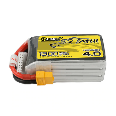 Tattu R-line Version 4.0 1300mah 22.2V 6S1P 130C Lipo Battery - XT60