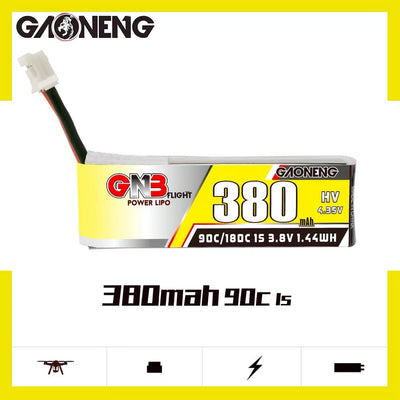 Gaoneng GNB 380mah 1S 3.8V HV 90c LiPo Battery - PH2.0