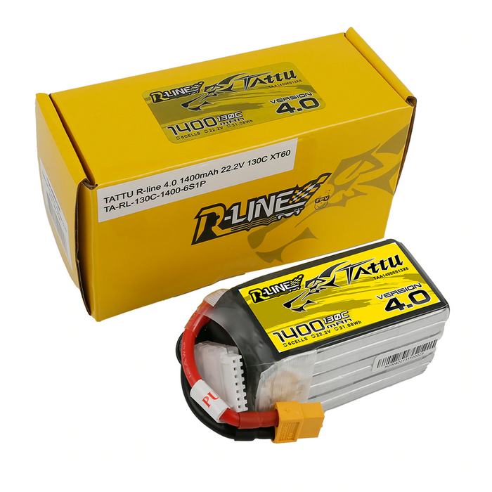 Tattu R-line Version 4.0 1400mah 22.2V 6S1P 130C Lipo Battery - XT60