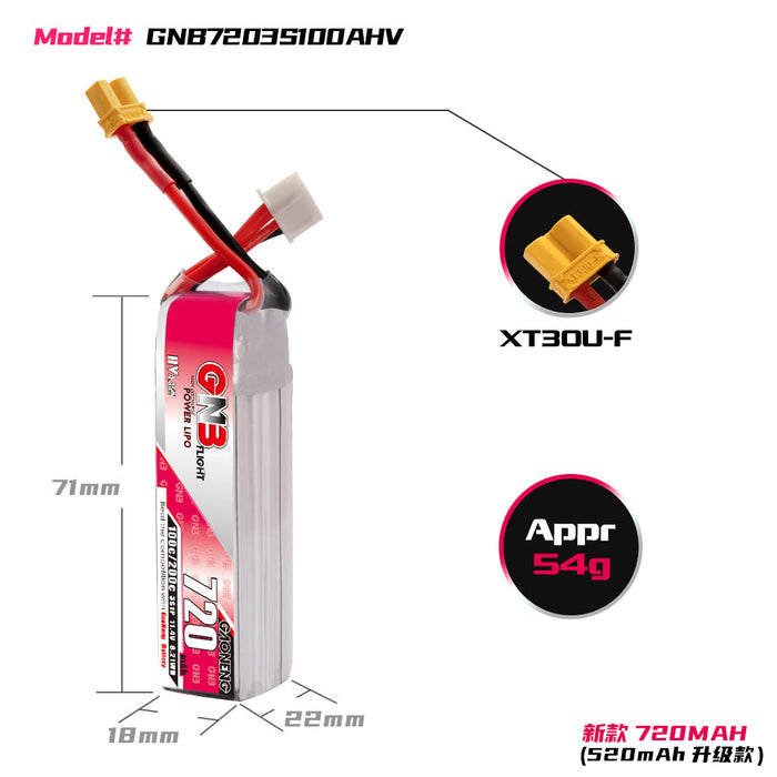 Gaoneng GNB 3S 720MAH 100C HV Li-Po Battery - XT30